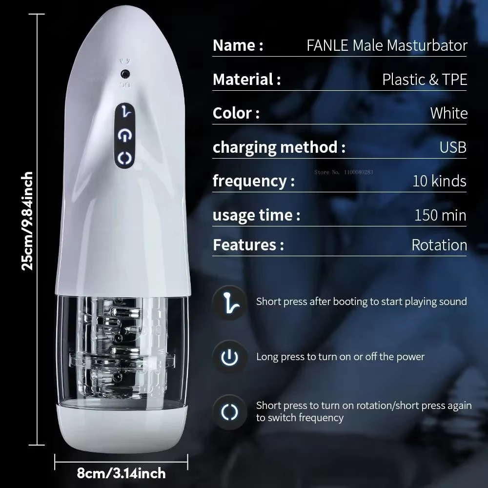 Intelligenter Automatische Masturbationstasse mit 10 Geschwindigkeits- und Rotationsmodi