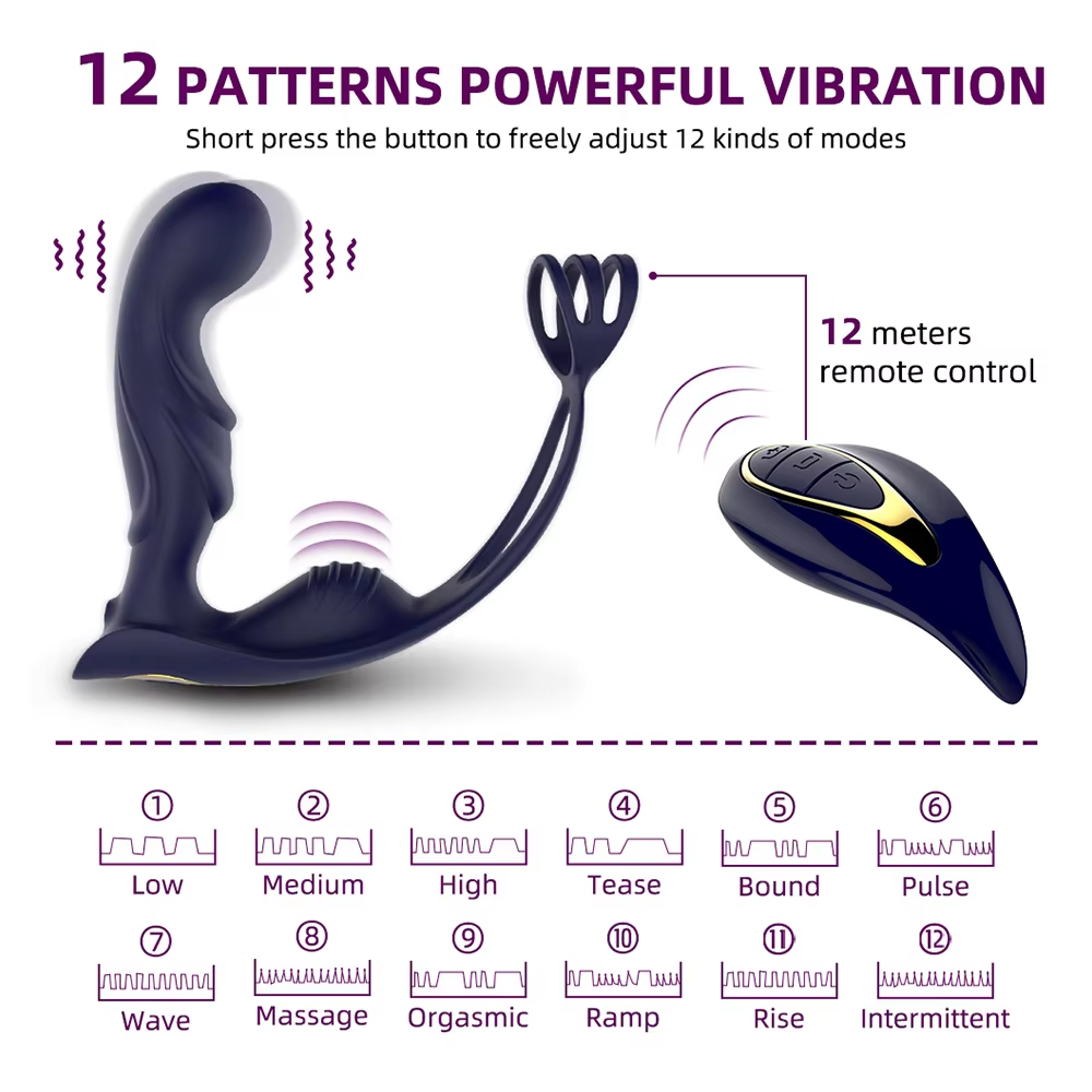 Prostata Massagegerät Analplug Vibrator  mit 10 Vibrationen und Verzögerungsring