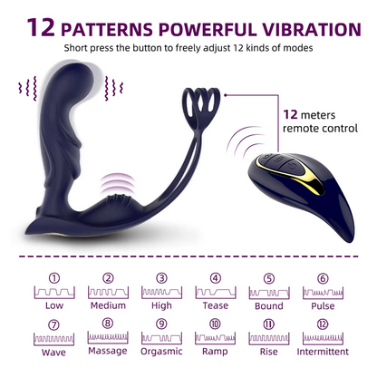 Prostata Massagegerät Analplug Vibrator  mit 10 Vibrationen und Verzögerungsring