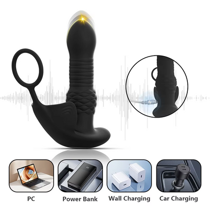 Prostata Massagegerät Analvibrator Penisring mit 10 Stoß- und Vibrationsmodi