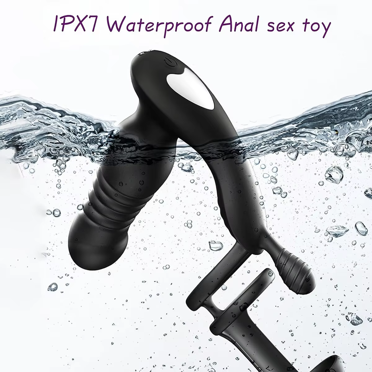 Prostata-Massagegerät Analplug Penisring mit 10 Vibrationsmodi und 10 Teleskopmodi