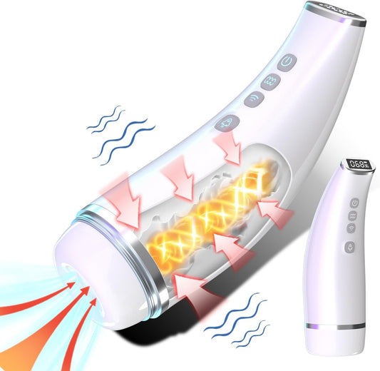 Smart LCD display masturbation cup with 7 suction modes and 10 vibration modes 