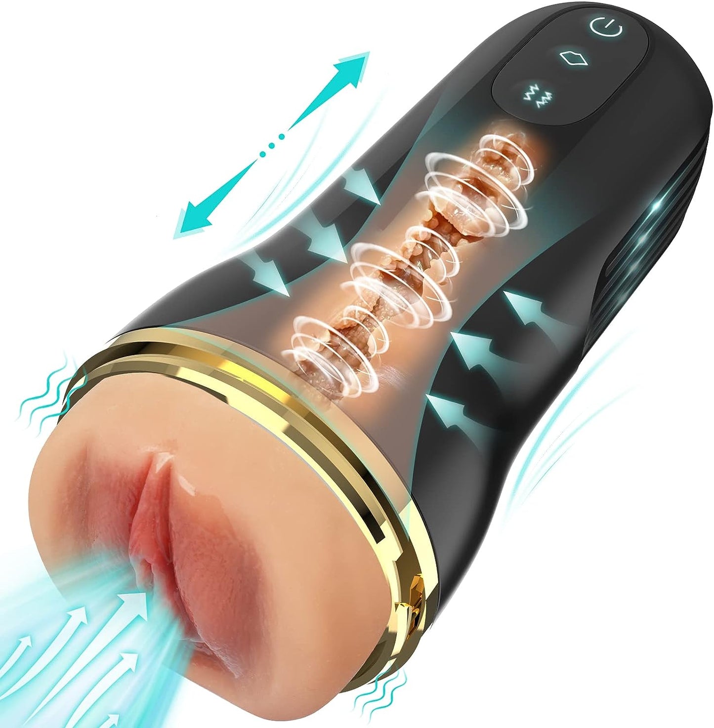 Elektrische masturbatorcup met 10 vibraties en 5 zuigstanden 