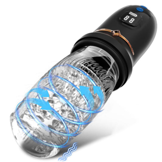 Elektrische Cup Masturbatoren mit 5 Teleskopmodi 5 Rotationsmodi und 10 Vibrationen