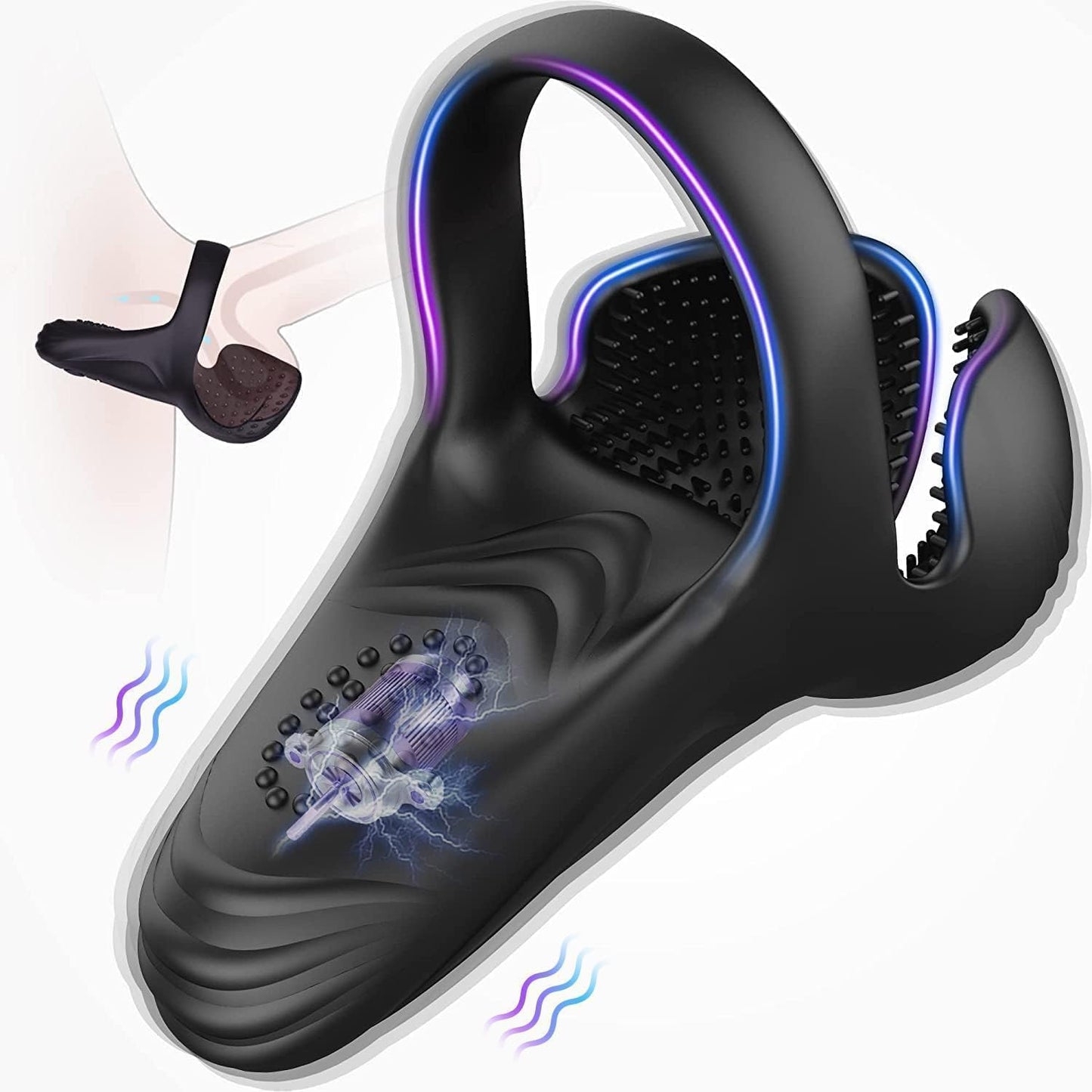 Cock ring vibrators with testicle vibration with 10 vibration modes 