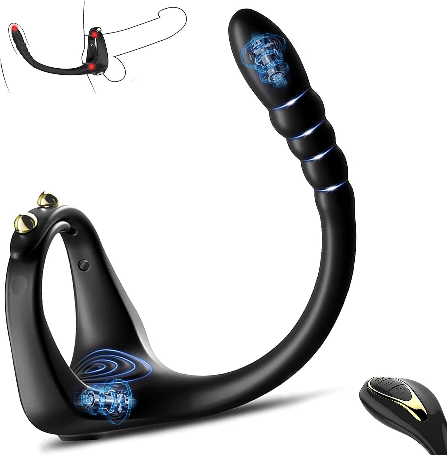 3-in-1 multifunctional vibrator penis ring prostate stimulation with 10 vibration modes 