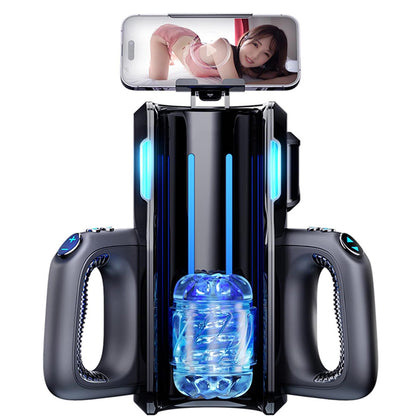 Electric pronunciation masturbator with two handles, 3-speed multi-frequency 