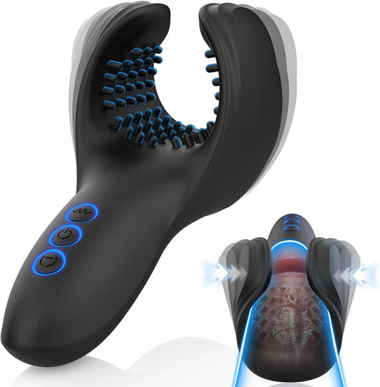 Penistrainer Trainingsset Masturbatoren Penisvibrator mit 10 Beiß- und Vibrationsmodi