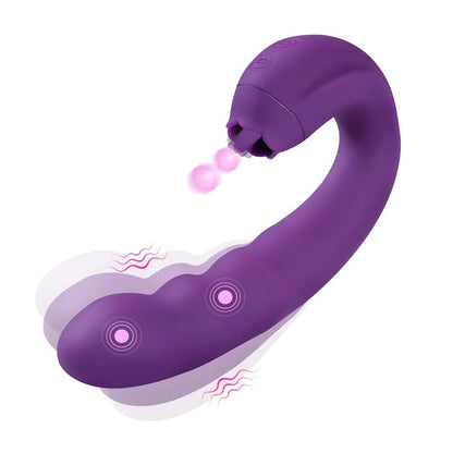 3 in 1 clitoris G-spot vibrator met 10 stuwkrachtfunctie, 10 rotatie, 3 tonglikken 