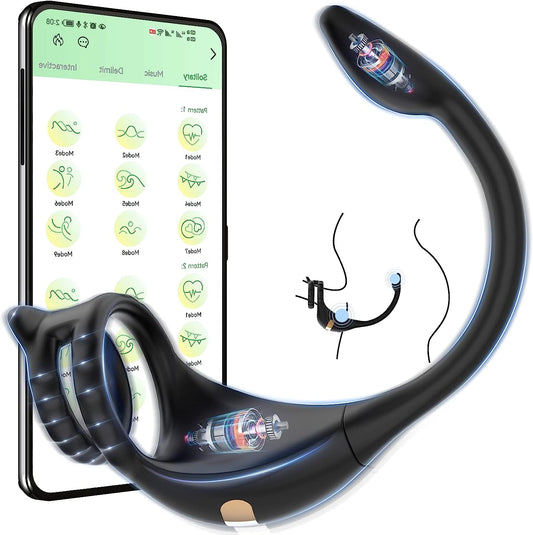 Penis ring prostate massager APP control with 10 vibration modes 