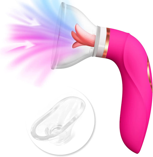 2-in-1 clitoris- en tepelstimulator met 8 zuig- en 5 tongmodi 