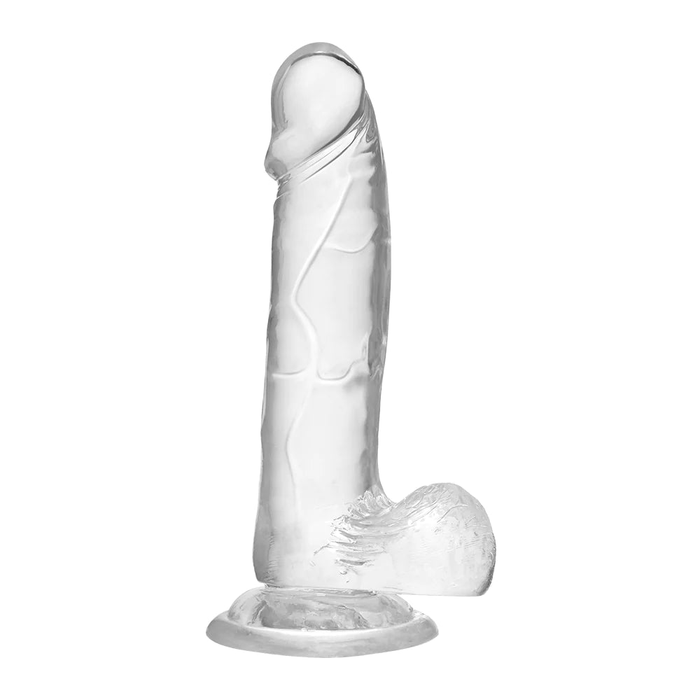Transparent vibrating dildo with suction cups