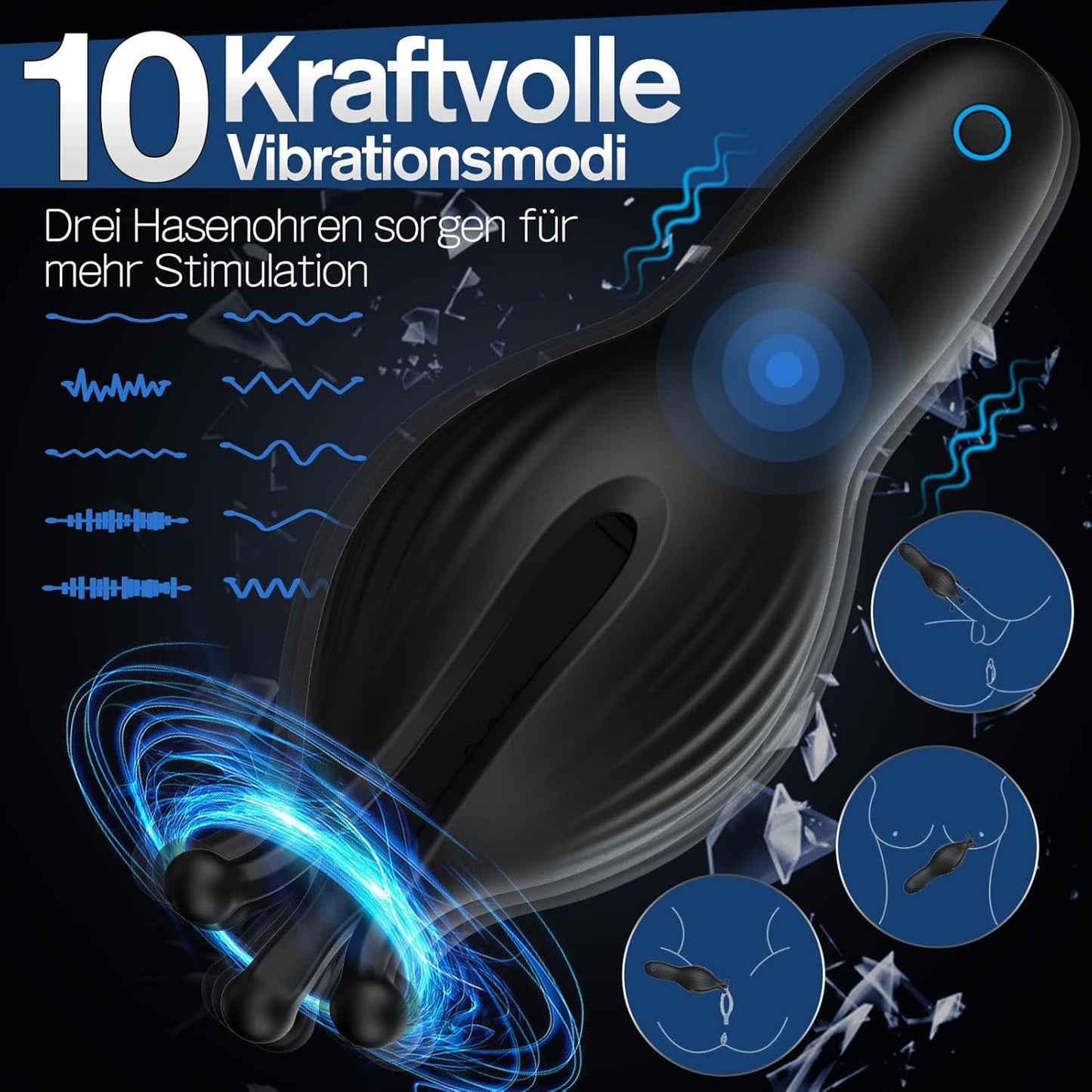 2-in-1 Penis Trainer Eichelvibrator Masturbieren mit 10 Frequenzen Präziser Stimulation