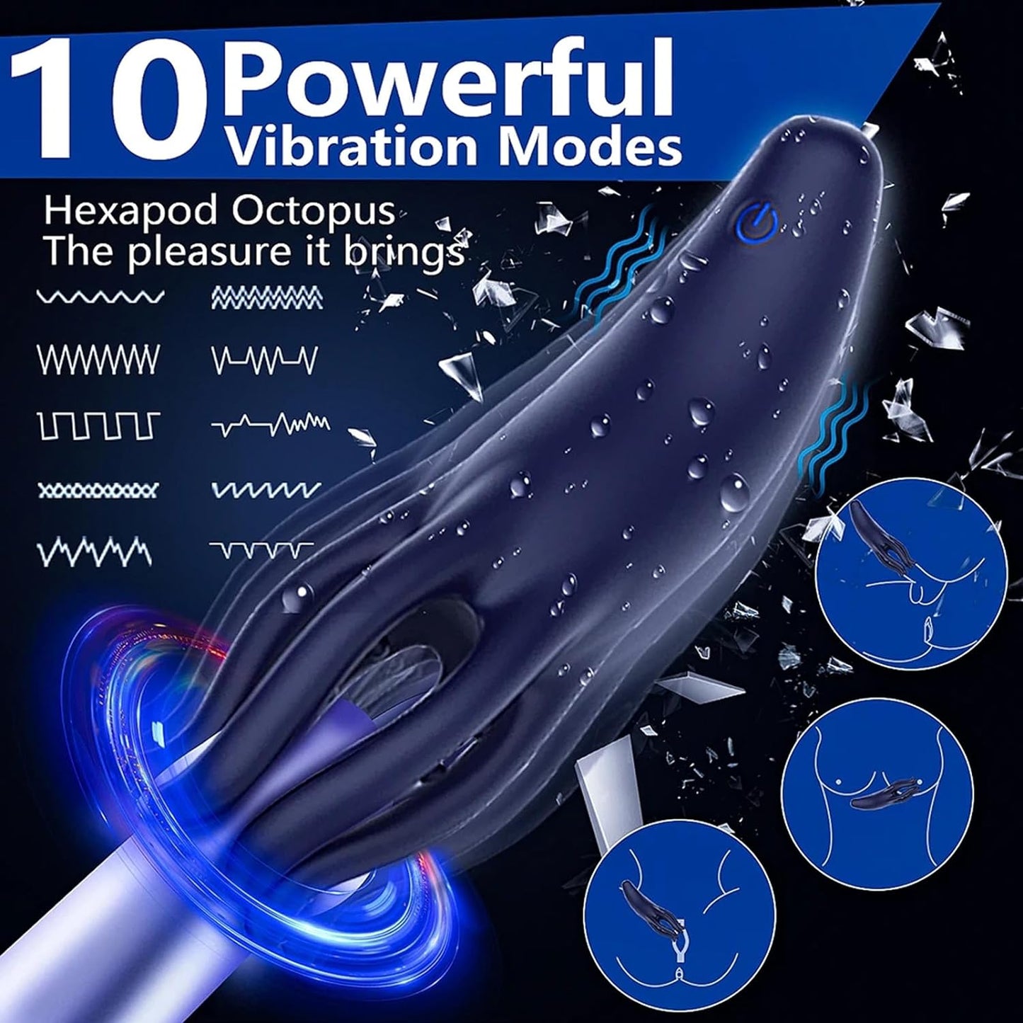 3 in 1 powerful glans training penis massager with 10 vibration modes 