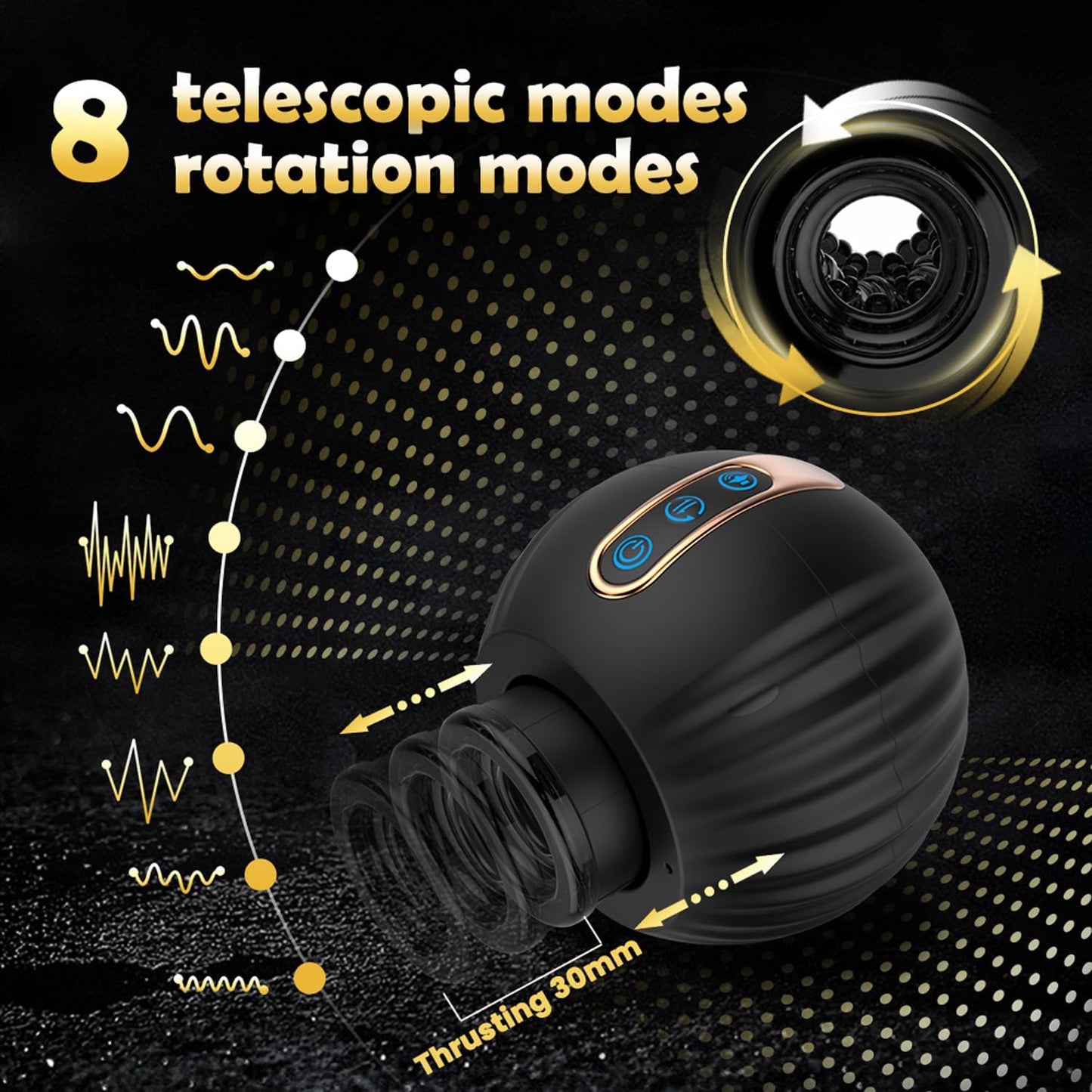 3D Vagina Masturbating Electric Masturbator Cup with 8 rotation modes and thrust function 