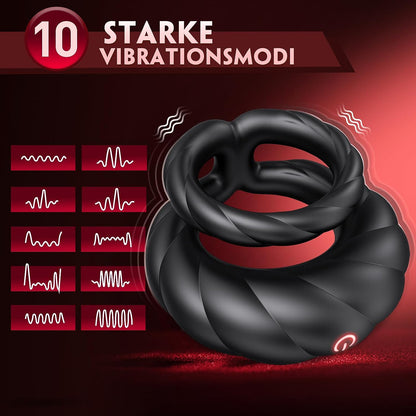 Dual Penisring Vibrator Cockring mit 10 Leistungsstarke Vibrationsmodi