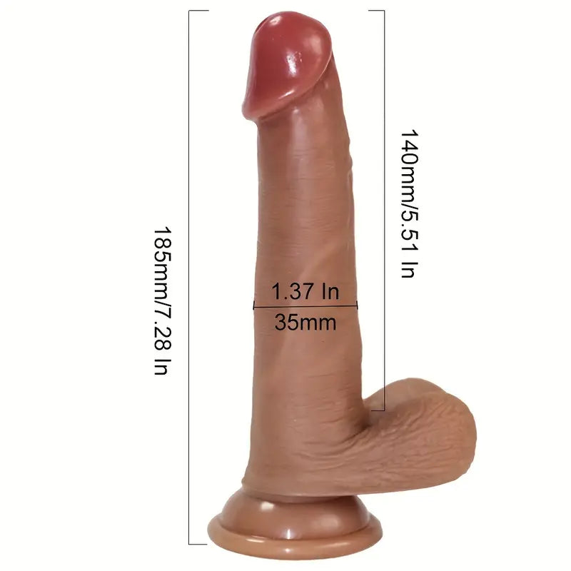 18.49 CM realistic dildo with curved shaft and balls