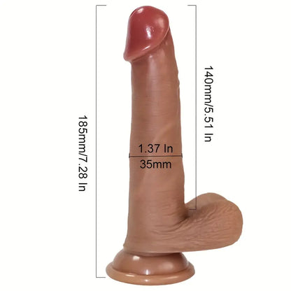 18.49 CM realistic dildo with curved shaft and balls
