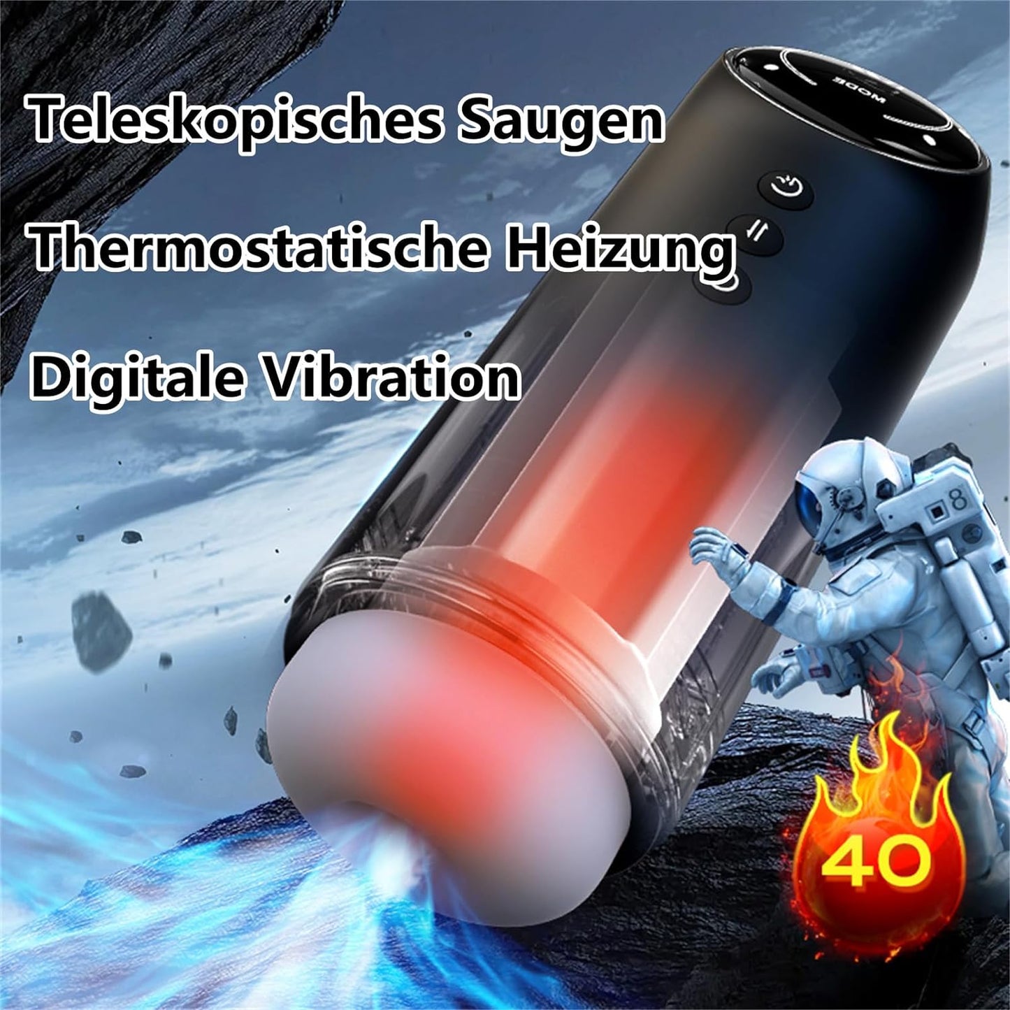 Elektrische Cup Masturbatoren Männliches Toy mit 4 Saugmodi + 10 Vibrationsmodi