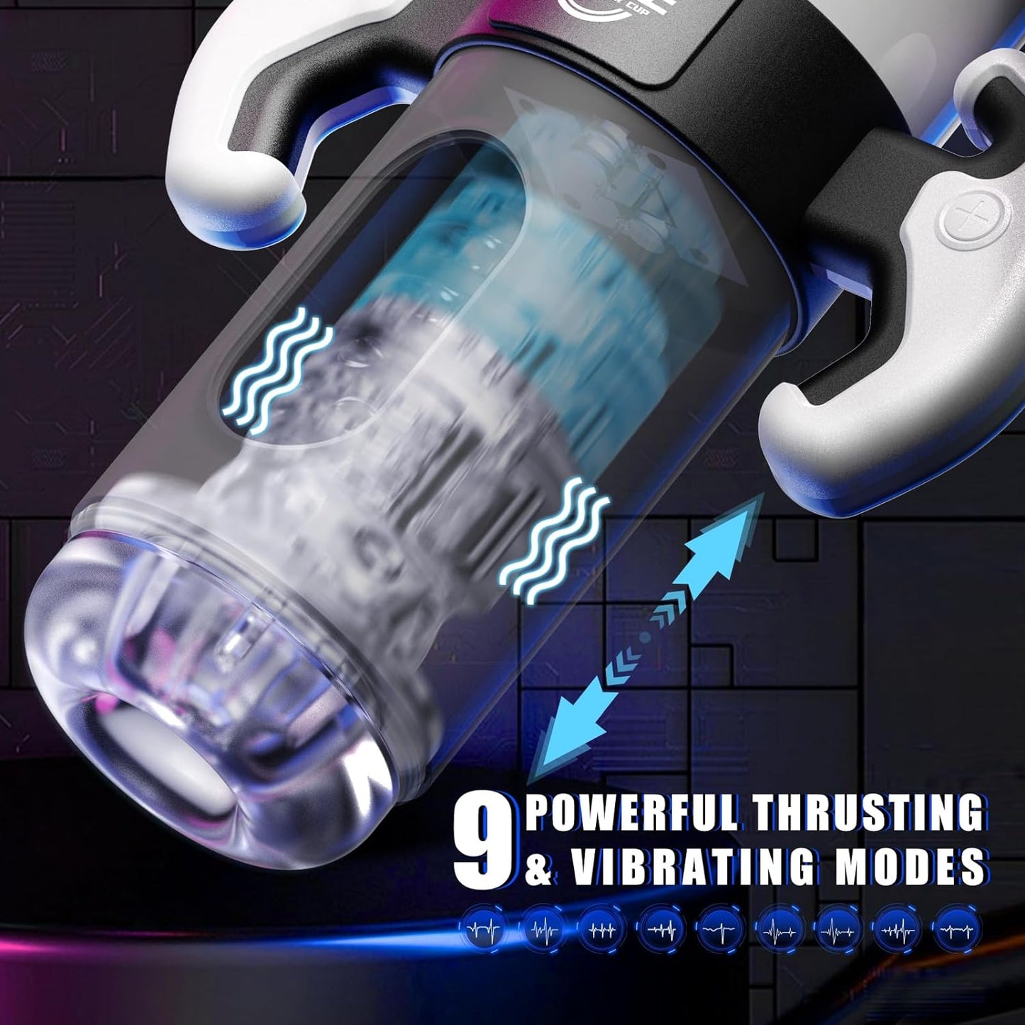 Automatic masturbator stroker penis trainer with 9 thrust and 9 vibration modes 