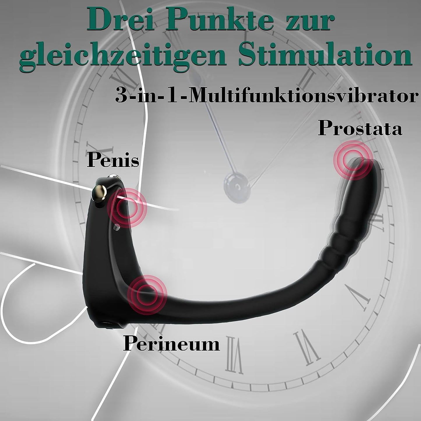 3-in-1-Multifunktionsvibrator Penisring Prostata Stimulation mit 10 Vibrationsmodi