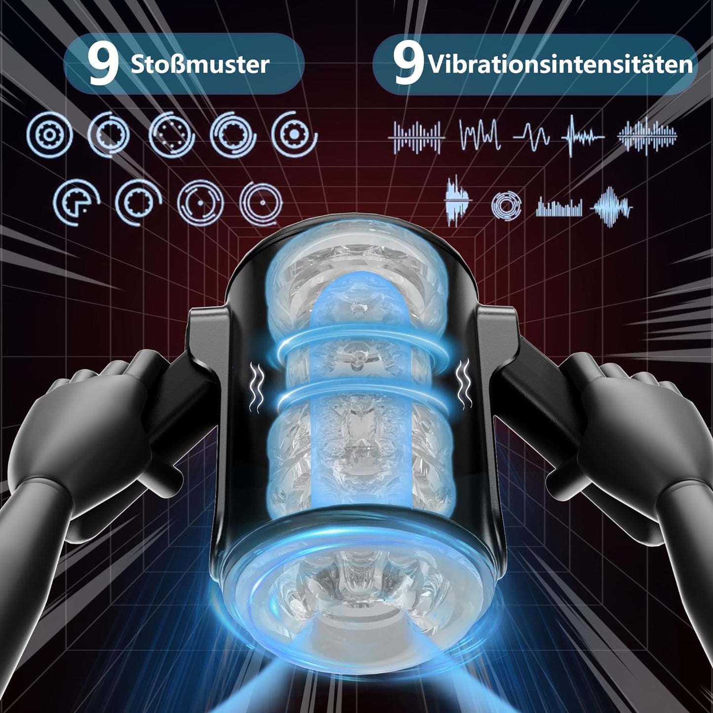 Elektrische Cup-masturbatoren mit 9 Teleskopfunktion undVibrationen