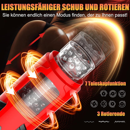 Electric masturbator hands-free cup with 7 modes telescopic function and rotating massage function 