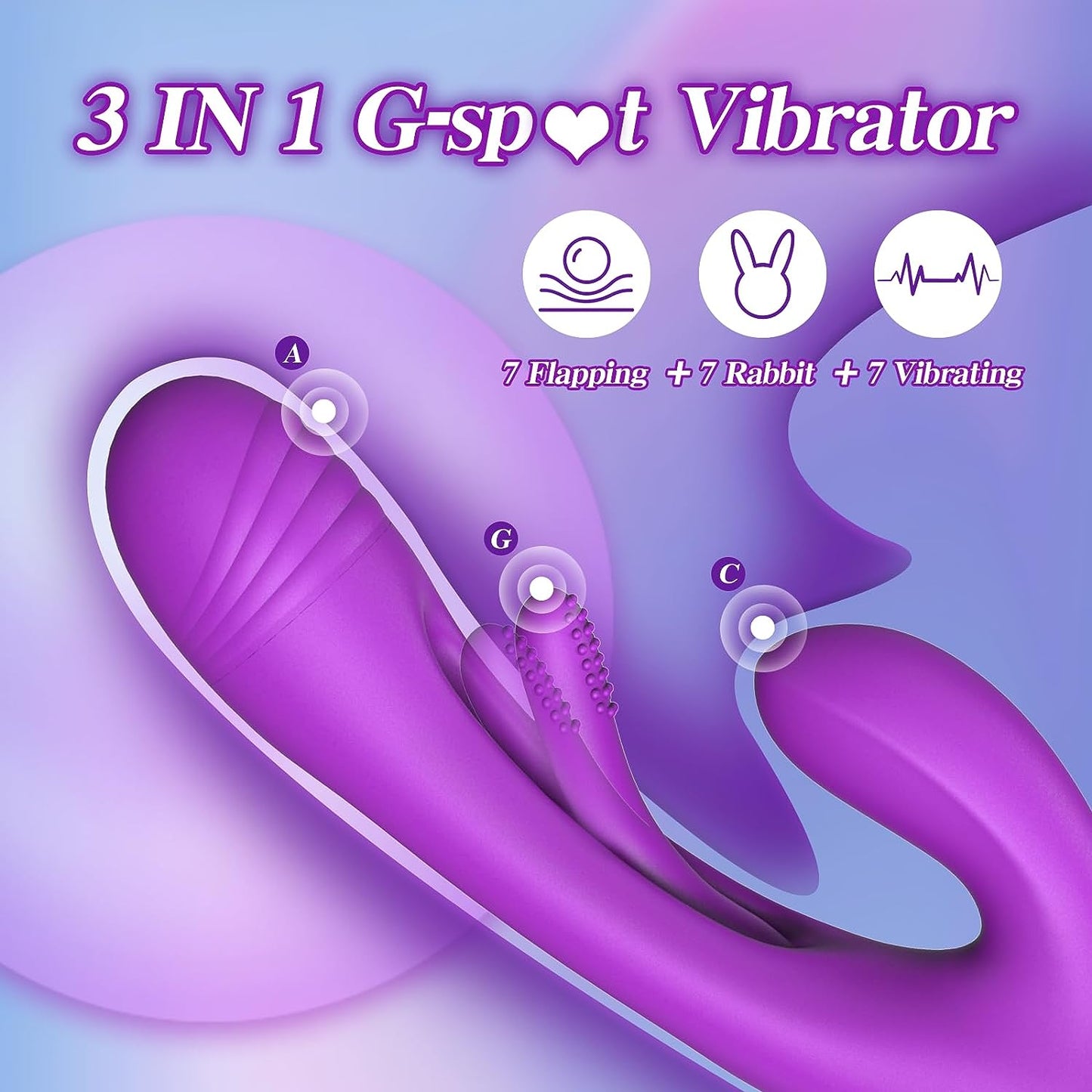 G-Spot fladderende vibratordildo met 7 trillingen en 7 fluttermodi 