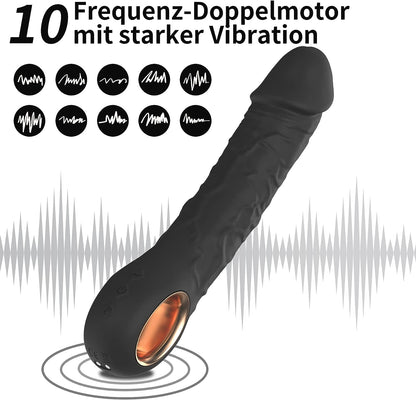 One-touch heating dildo vibrator with 10 vibration modes and strongest mode 