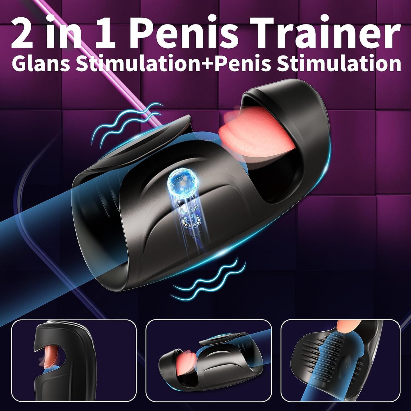 2-in-1 penistrainer elektrische eikelvibrator met 10 likmodi + 10 opvallende modi 