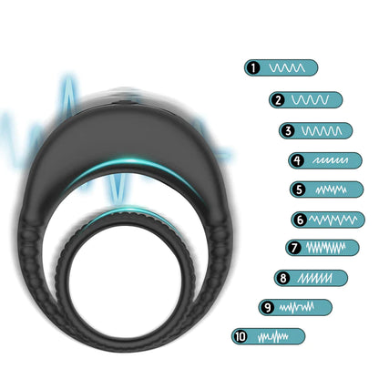 2 in 1 double cock ring with 10 vibration frequencies