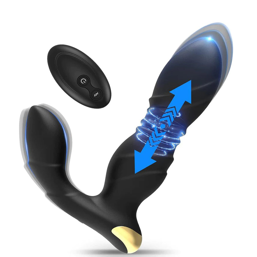 Thrust anal vibrator prostate massager with 8 vibration modes 8 telescopic modes 