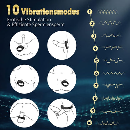 Penisring Vibrators Silikon Cockring mit 10 Vibrationsmodi von sanft bis stark