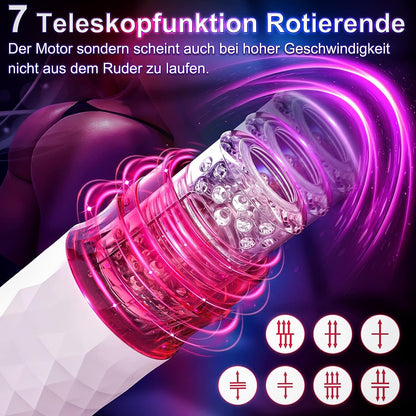 Elektrisch masturbator seksspeeltje met 7 telescopische functies en draaibaar