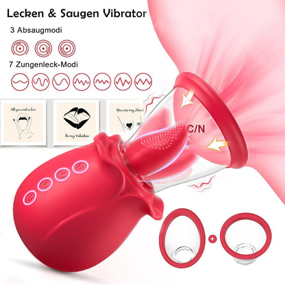 Vibrator tongue clitoris stimulator with 3 suction levels and 7 licking modes 
