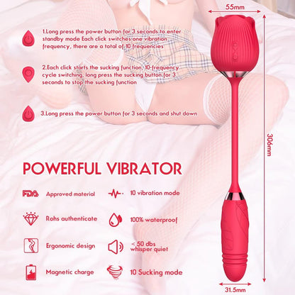 Rose Vibrator Tongue Licking Stimulation Vibrators with 10 vibration modes 