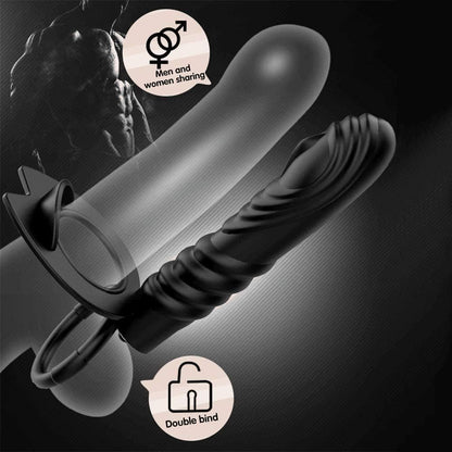 Multifunctional penis vibrator double penetration anal vibrator with vibrating cock ring 