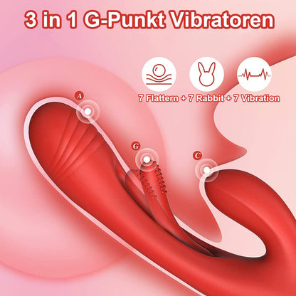 3 in 1 Rabbit vibrators met 7 vibratie- en 7 flutterstanden 
