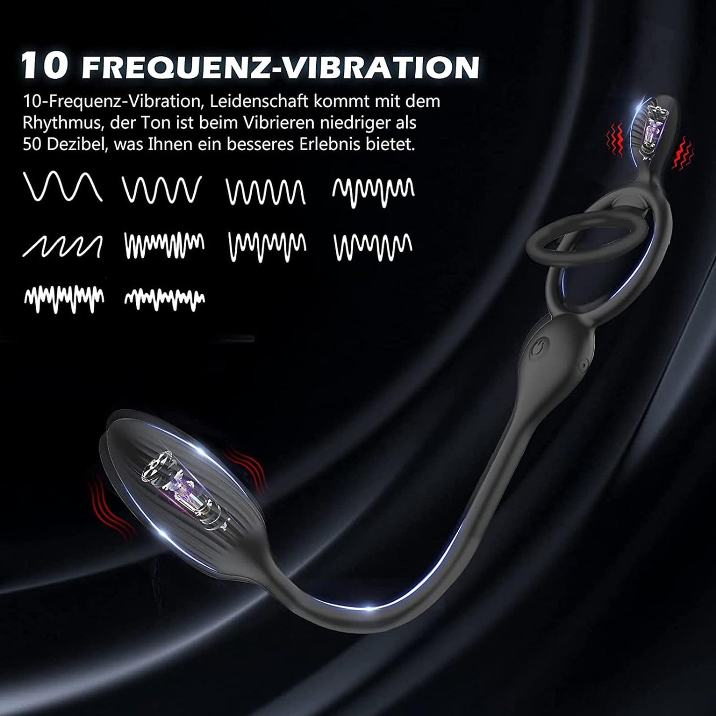 Anale vibrators met cockringen, prostaatstimulator met 10 vibratiemodi 
