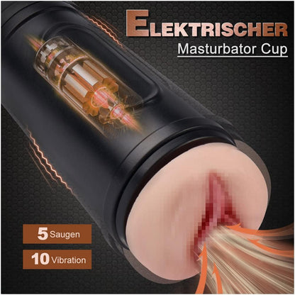 3D elektrische automatische masturbatorbeker met 5 zuigmodi en 10 vibratiemodi 
