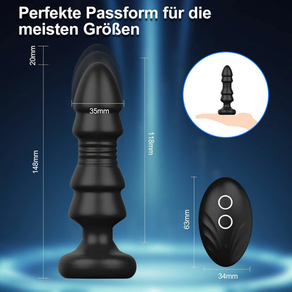 Multifunktional Anal Vibratoren Analvibrator Buttplug Prostata Stimulator mit 5 Teleskopmodi