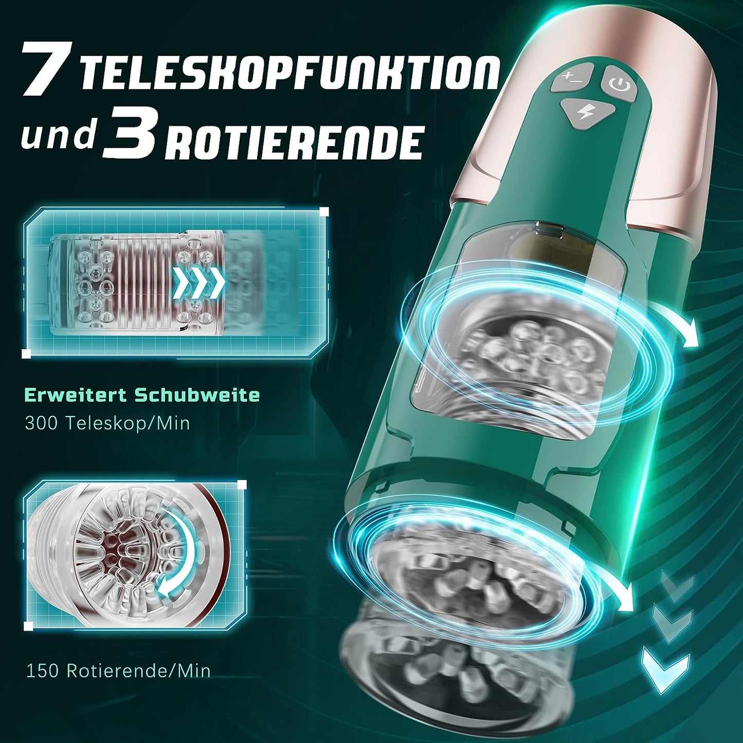 Electric masturbator with 7 modes telescopic function and rotating 