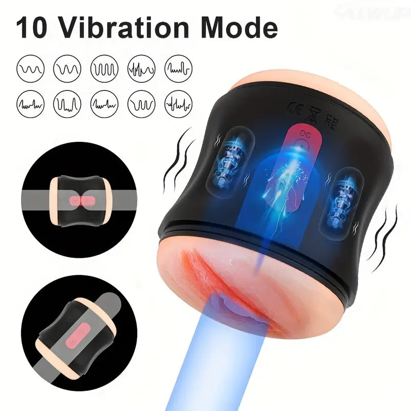 10 Kraftvolle Vibrationen Elektrischer Masturbationsbecher Penistrainer