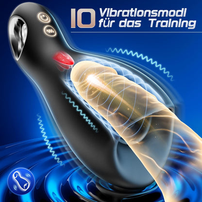 3 in 1 Penis Trainer Elektrischer Masturbieren  mit 5 Zungenleckmodi Hohler Ring & 10 Vibrationsmodi