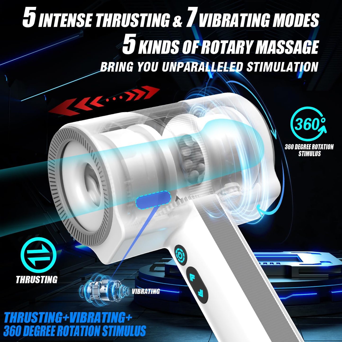 Electric masturbator cup hands-free with 7 vibration modes and 5 telescopic rotation modes 