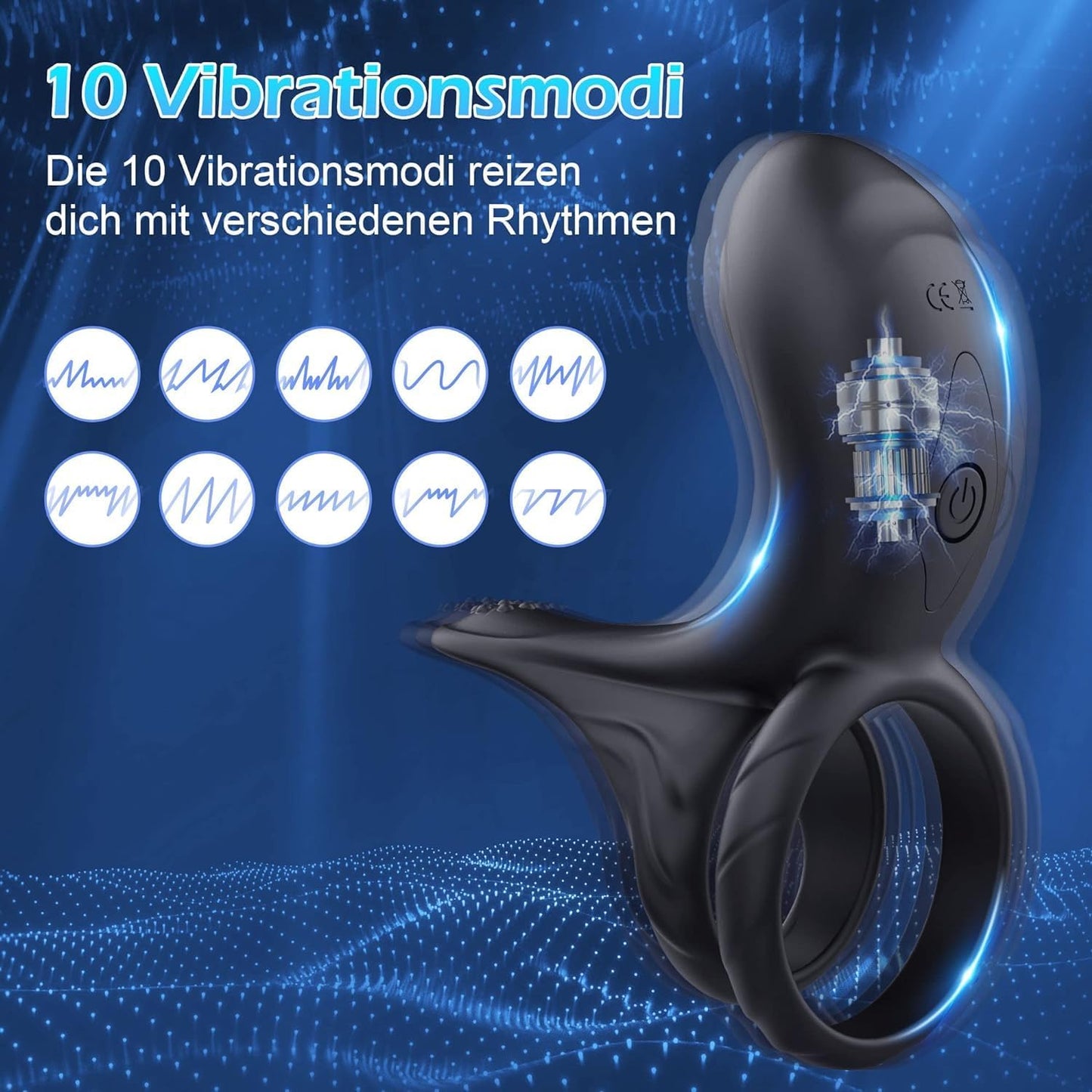 Cock ring clitoris massage penis ring with 10 vibration modes 