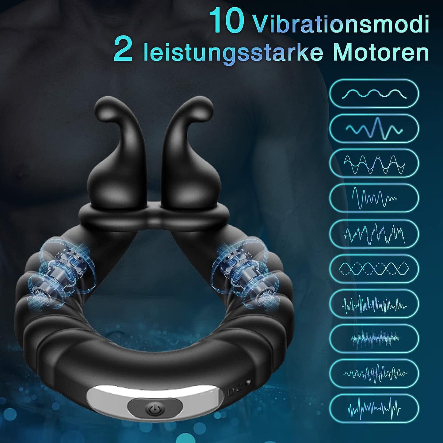 Penis ring vibrator cock ring sex toy with 10 vibration modes 