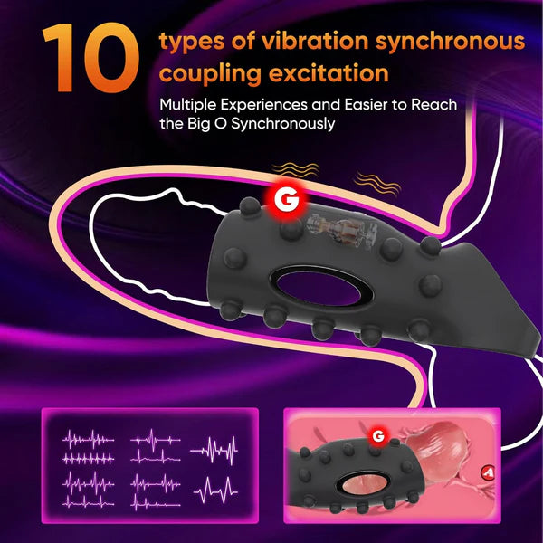 Atmungsaktiver Penishülle Penisring mit Penishülle mit 10 Kraftvolle Vibrationen