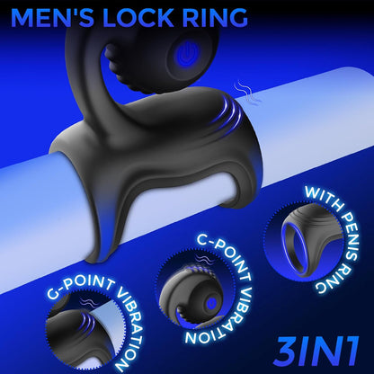 One-Touch-Steuerung Doppelring-Design Penisring Vibrator mit 10 Vibrationsmodi