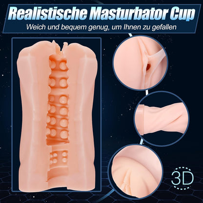 Realistische 3D Elektrischer Masturbator Cup mit 5 Saugmodus 10 Vibrationsmodi